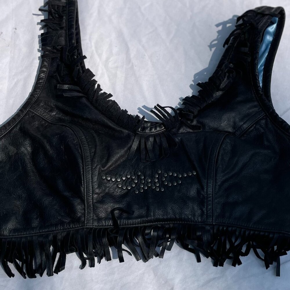 Crazy, sexy fringy real leather Harley-Davidson bra top bustier